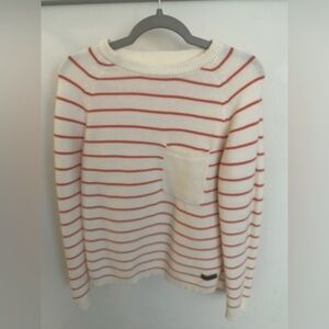 Boys H&M cream and pink striped sweater Size 6/7